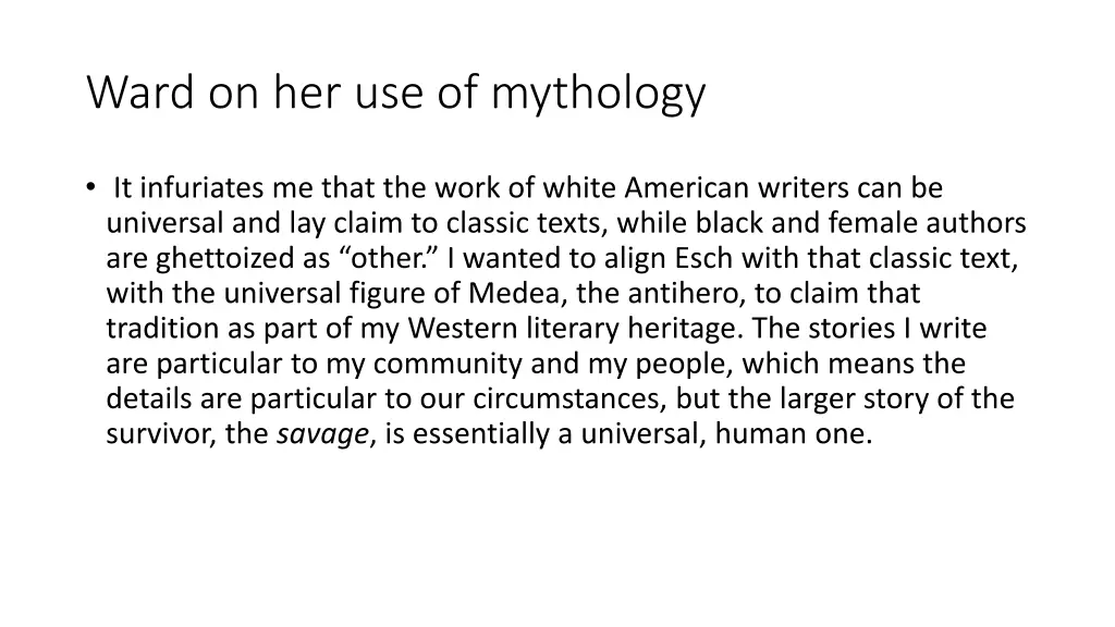 ward on her use of mythology