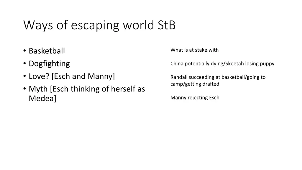 ways of escaping world stb