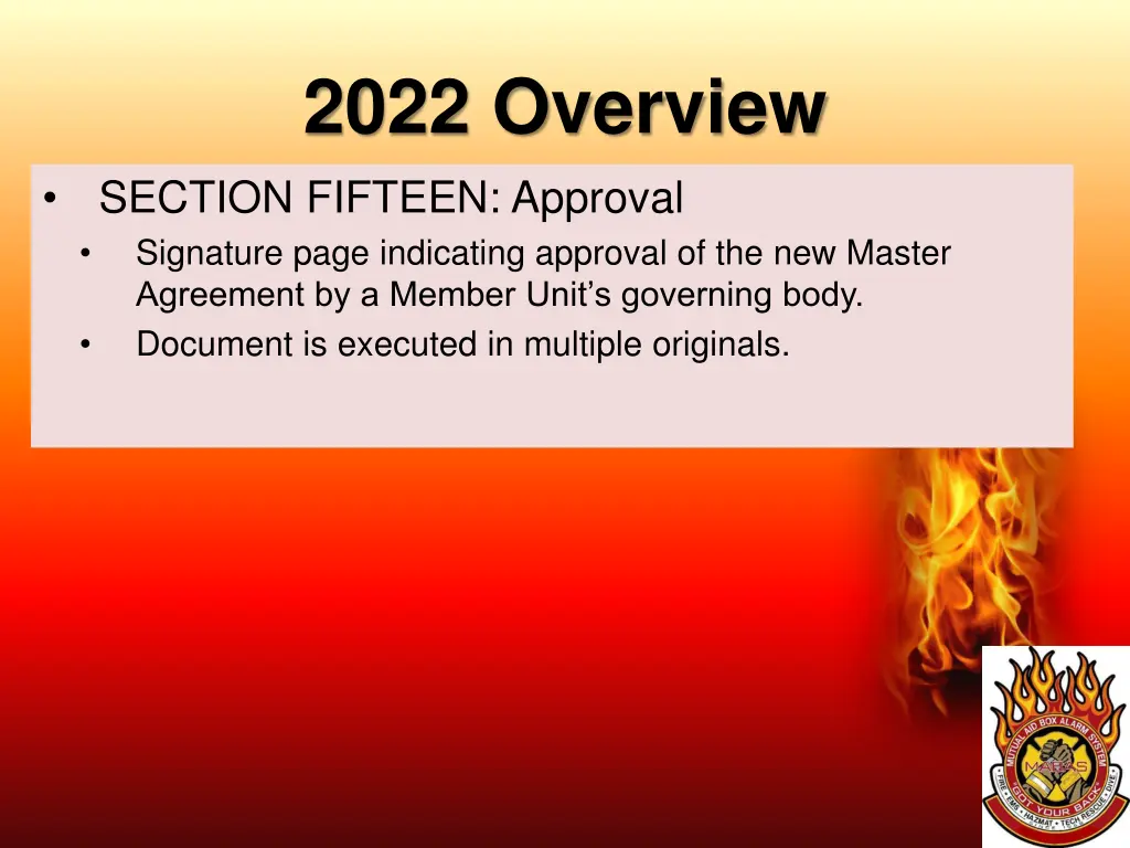 2022 overview section fifteen approval signature