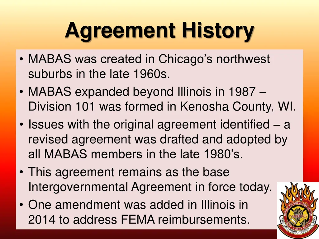 agreement history