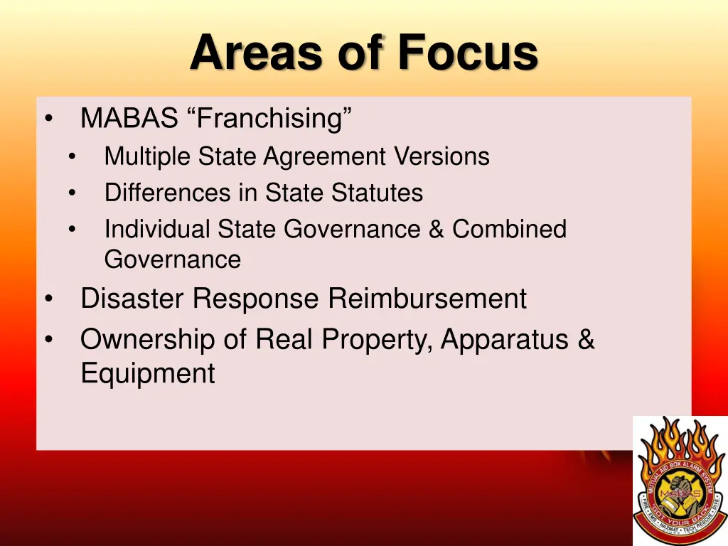 areas of focus