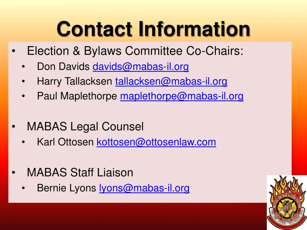 contact information election bylaws committee