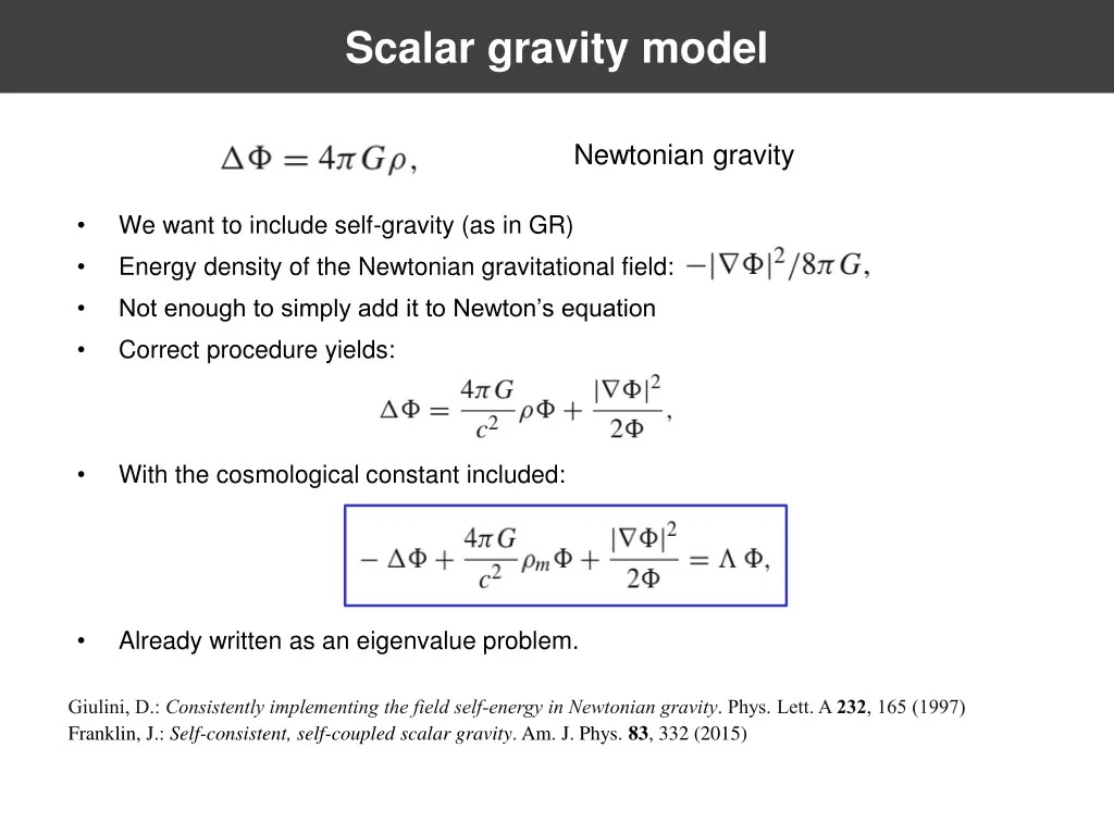 scalar gravity model