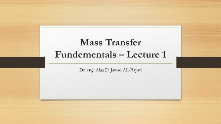 mass transfer fundementals lecture 1