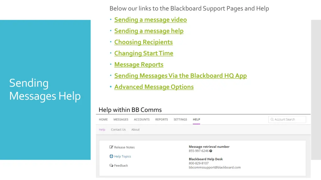 below our links to the blackboard support pages