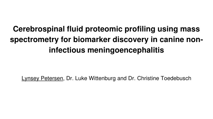 cerebrospinal fluid proteomic profiling using