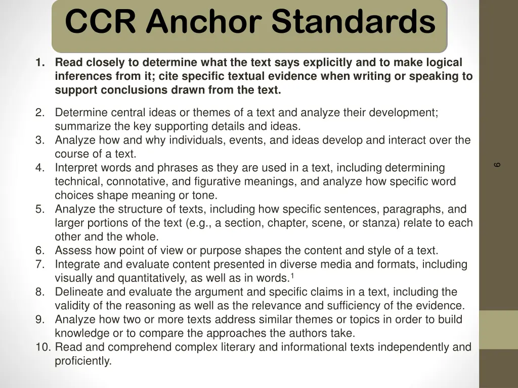 ccr anchor standards