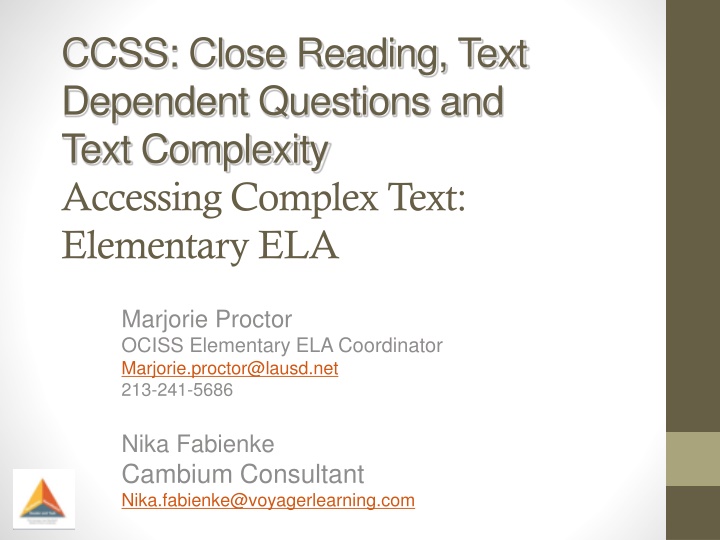 ccss close reading text dependent questions