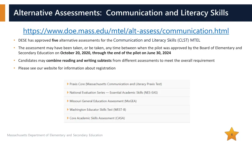 alternative assessments communication