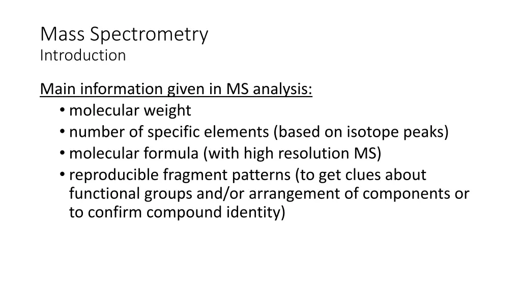 mass spectrometry introduction 1