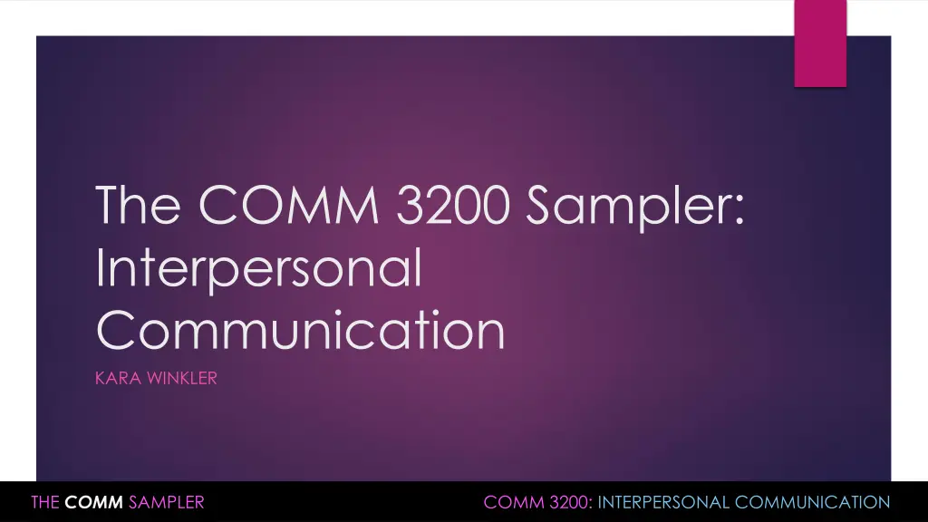 the comm 3200 sampler interpersonal communication