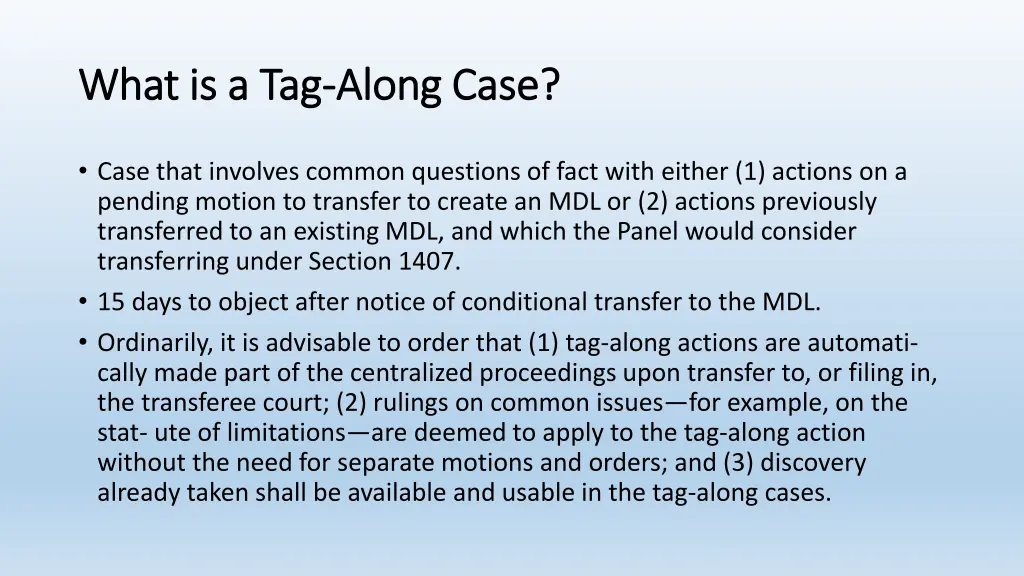 what is a tag what is a tag along case