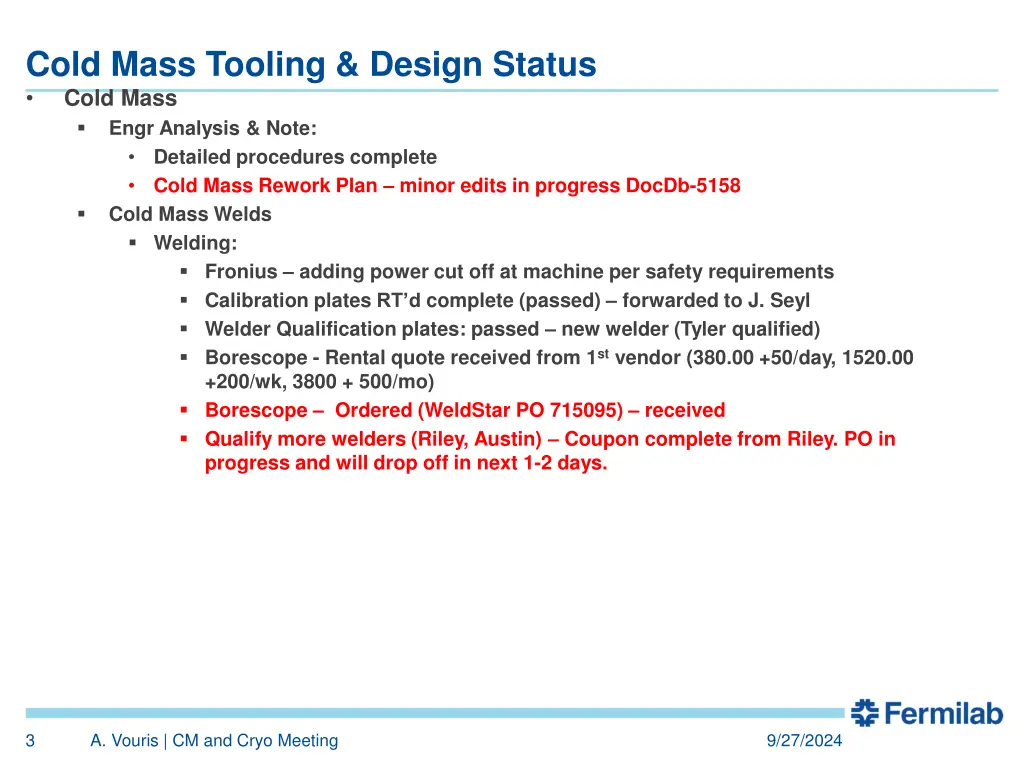 cold mass tooling design status cold mass engr