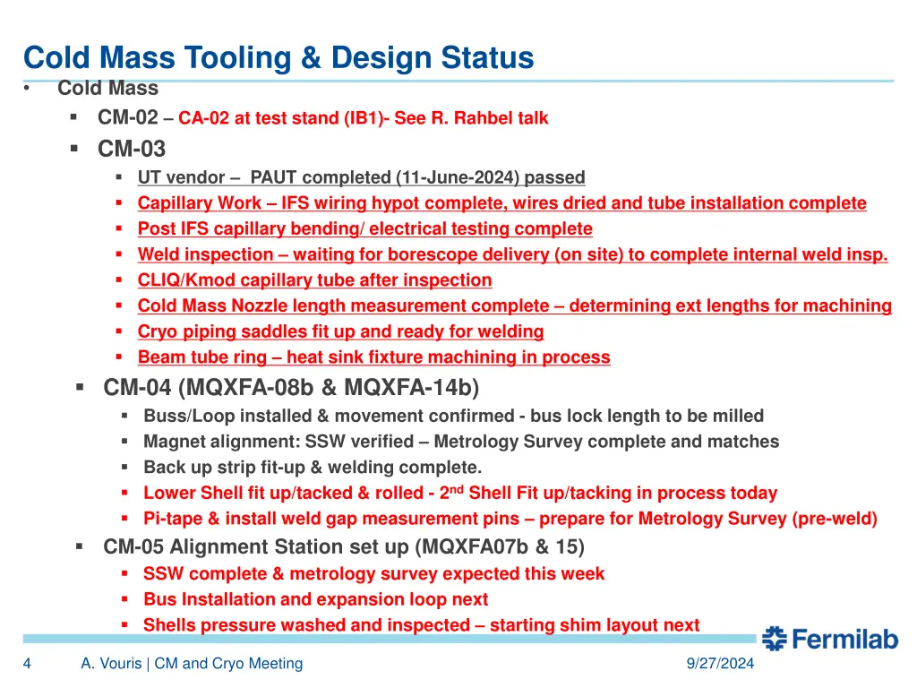 cold mass tooling design status cold mass