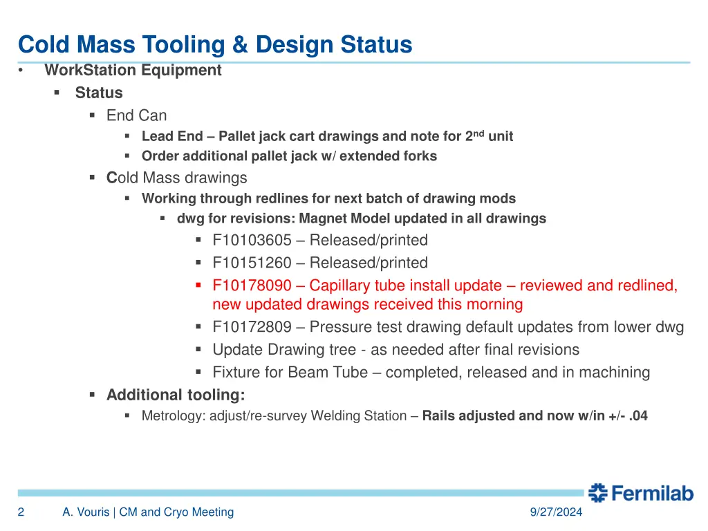 cold mass tooling design status workstation