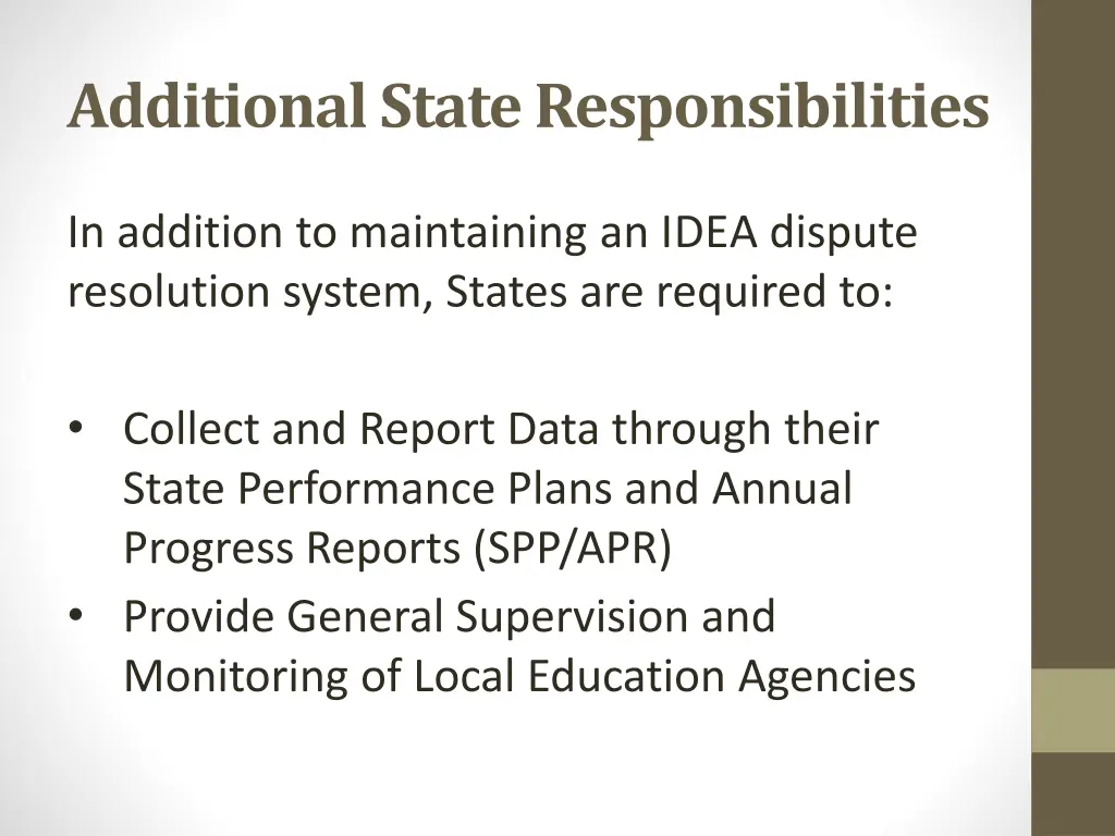 additional state responsibilities