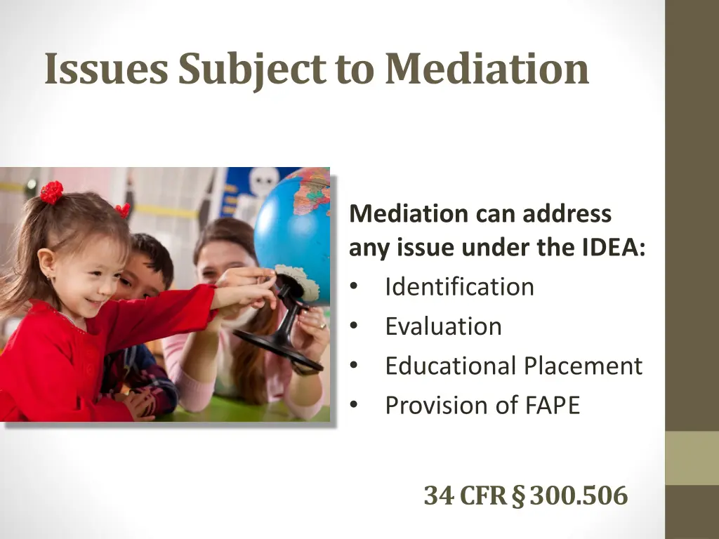 issues subject to mediation