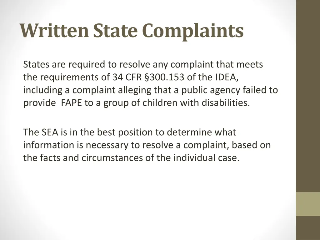 written state complaints