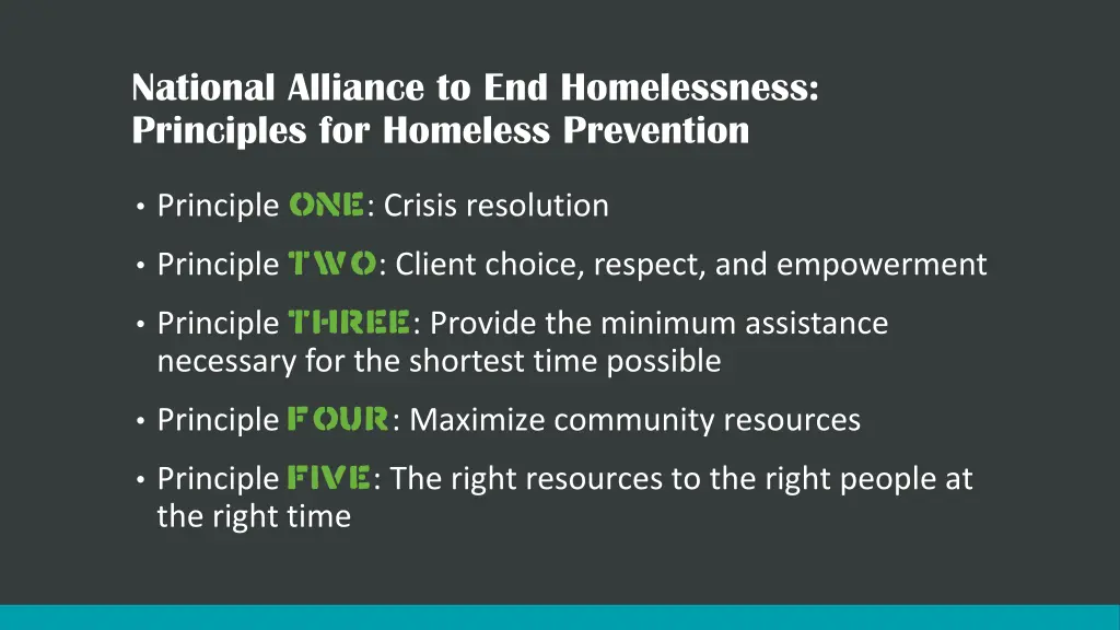 national alliance to end homelessness principles