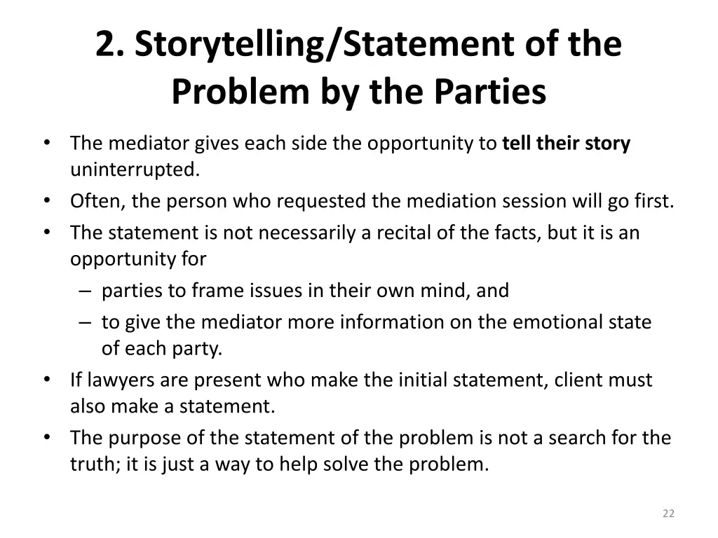 2 storytelling statement of the problem