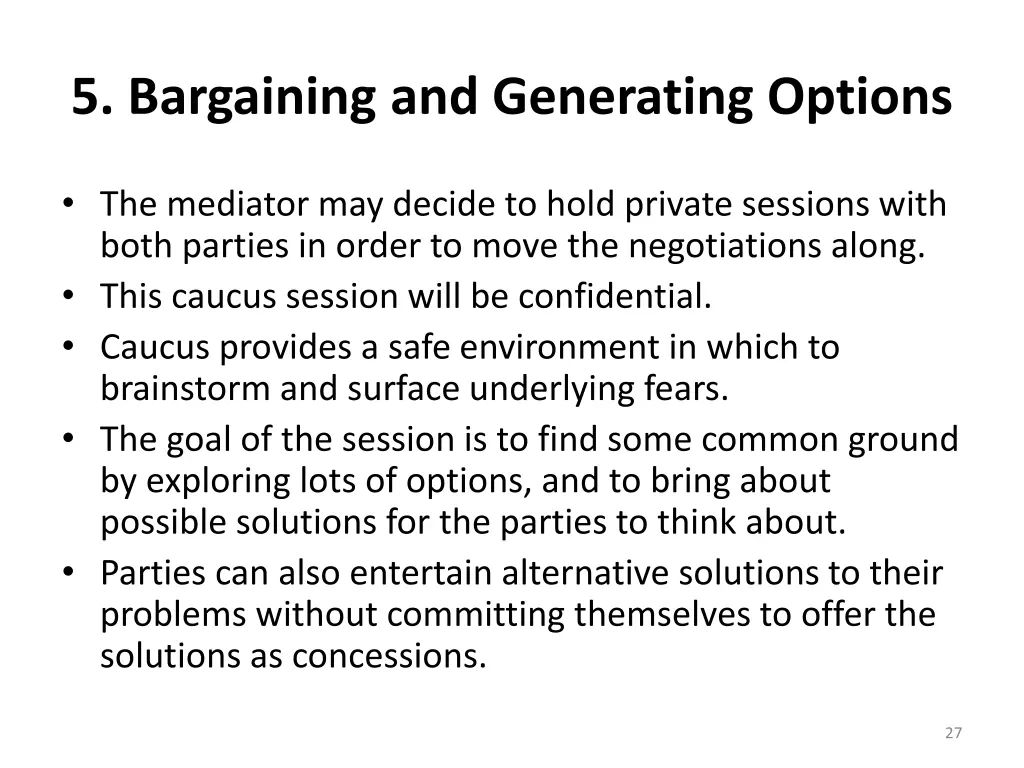 5 bargaining and generating options 1