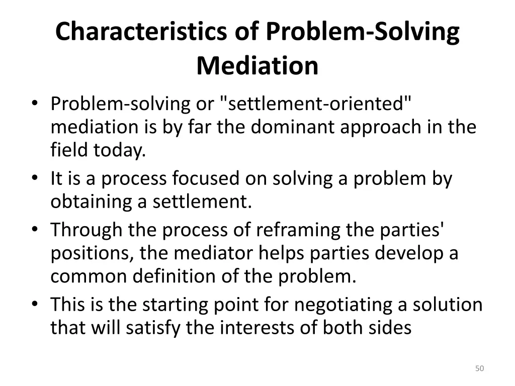 characteristics of problem solving mediation