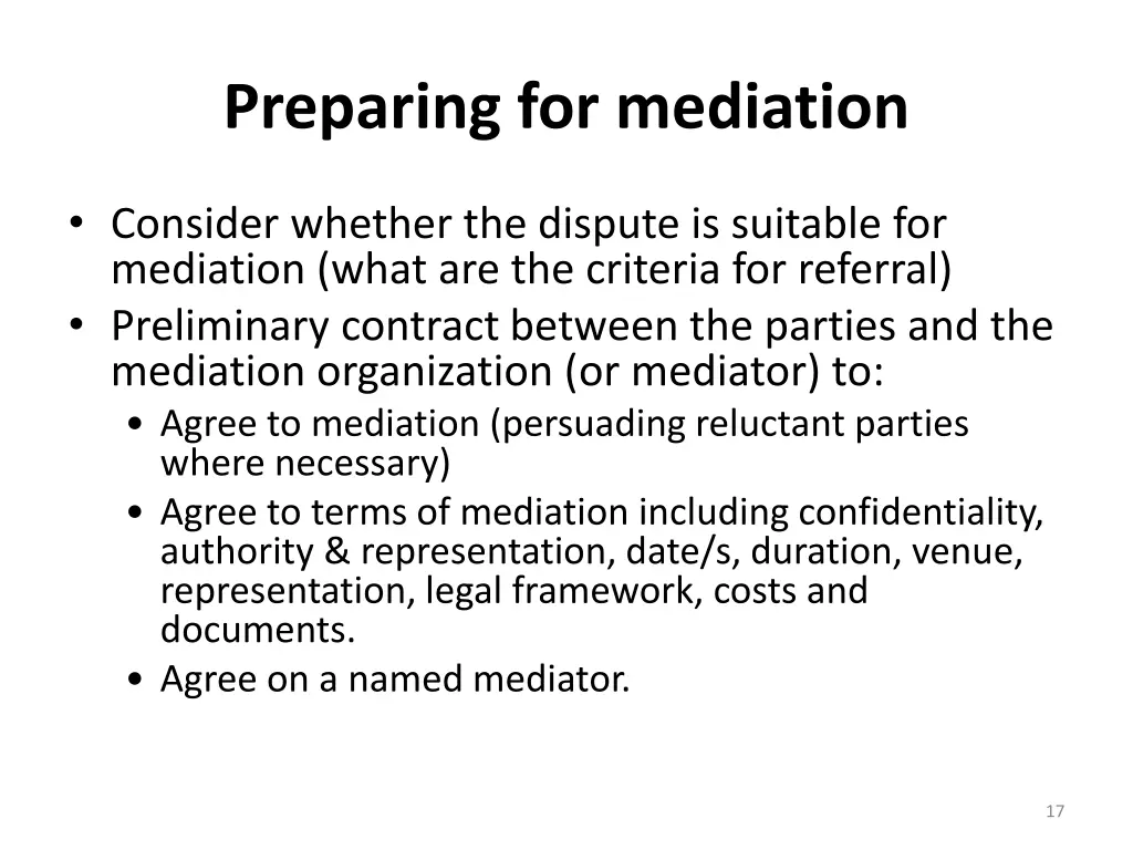 preparing for mediation