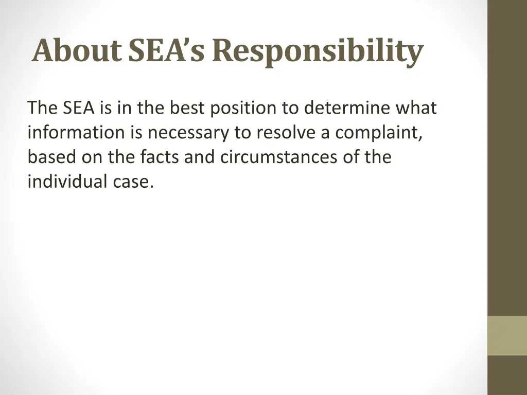 about s e a s responsibility