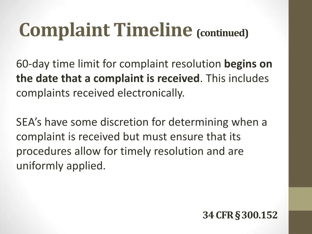 complaint timeline continued