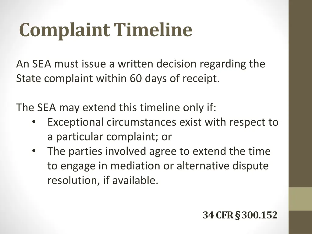 complaint timeline