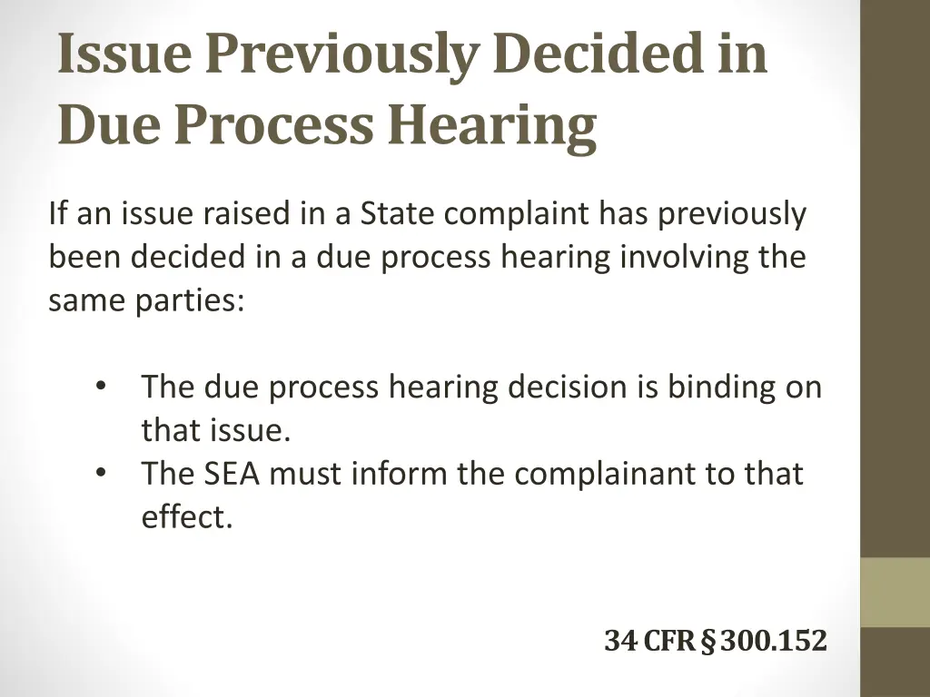 issue previously decided in due process hearing