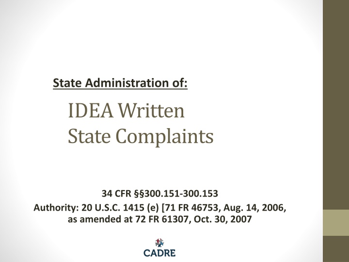 state administration of i d e a written state