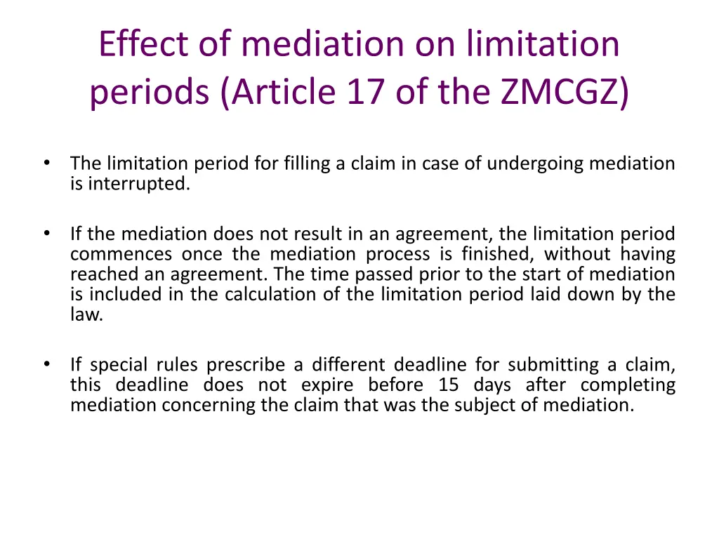 effect of mediation on limitation periods article