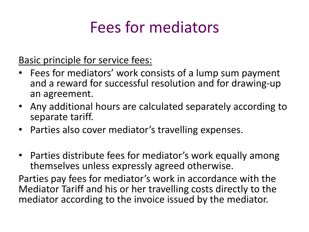 fees for mediators