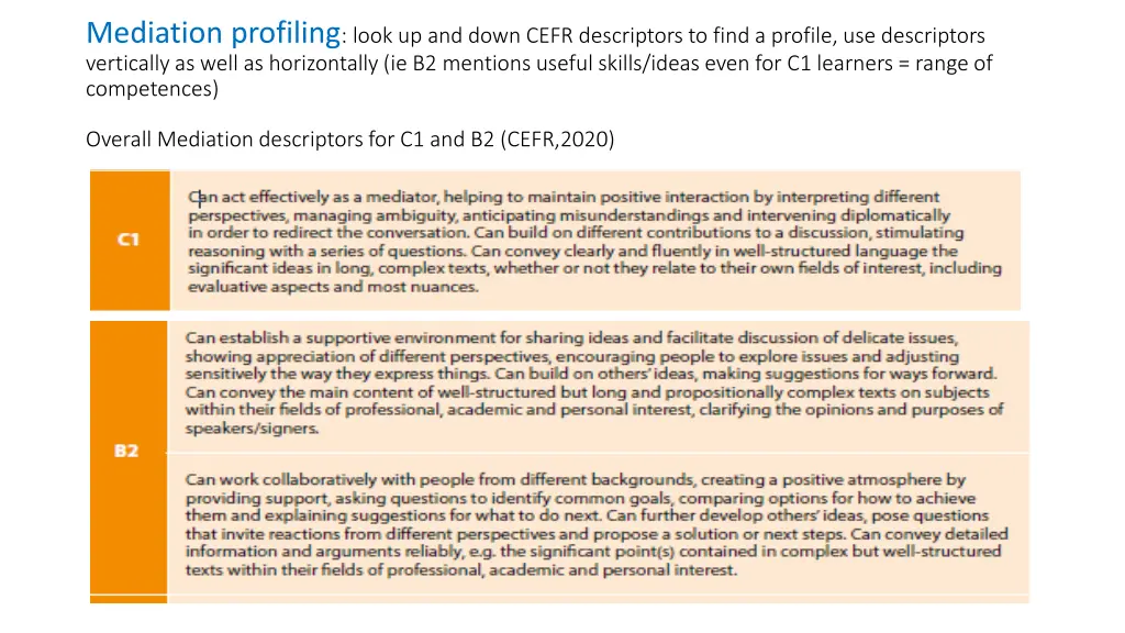 mediation profiling look up and down cefr