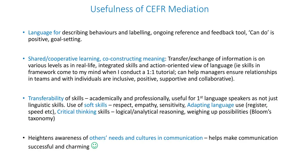 usefulness of cefr mediation