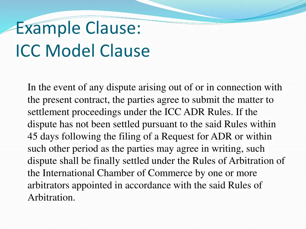 example clause icc model clause