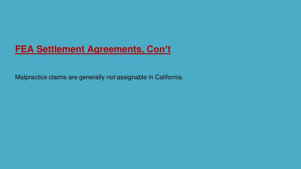 fea settlement agreements con t