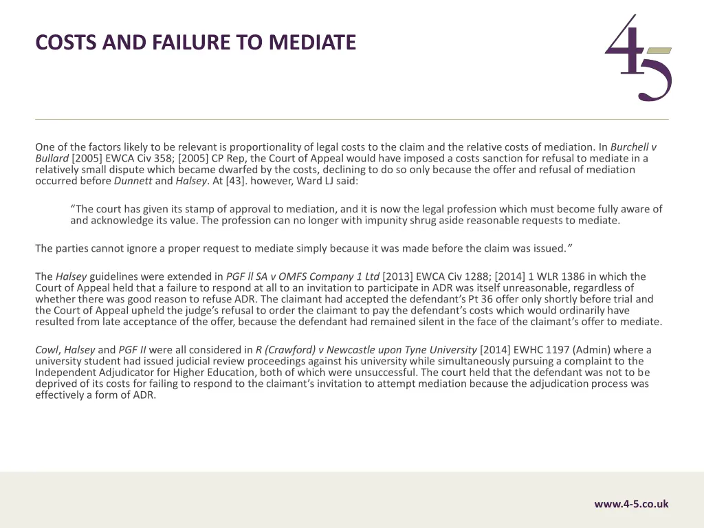 costs and failure to mediate 1