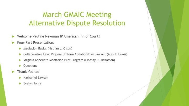 march gmaic meeting alternative dispute resolution