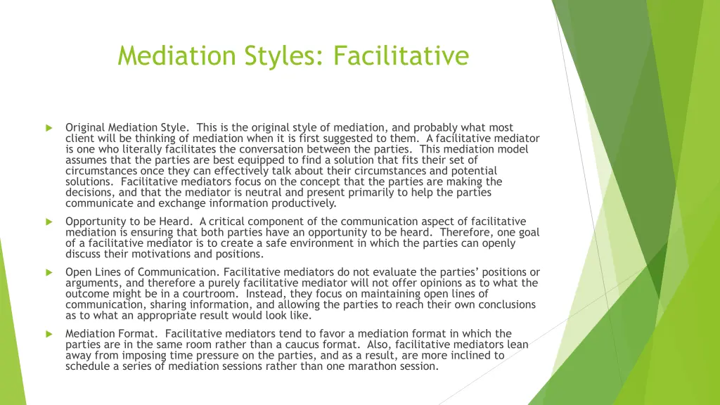 mediation styles facilitative