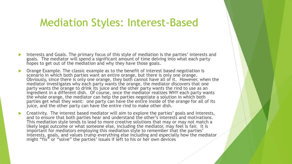 mediation styles interest based