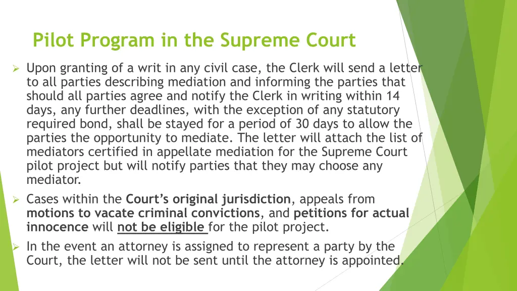 pilot program in the supreme court