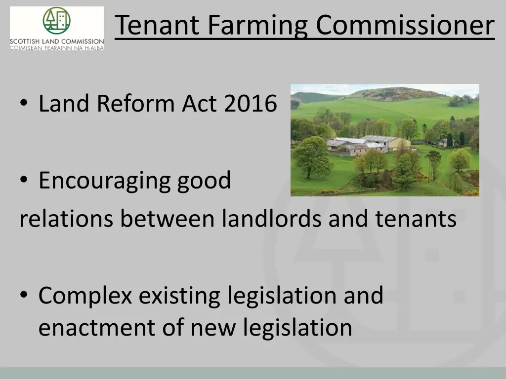 tenant farming commissioner