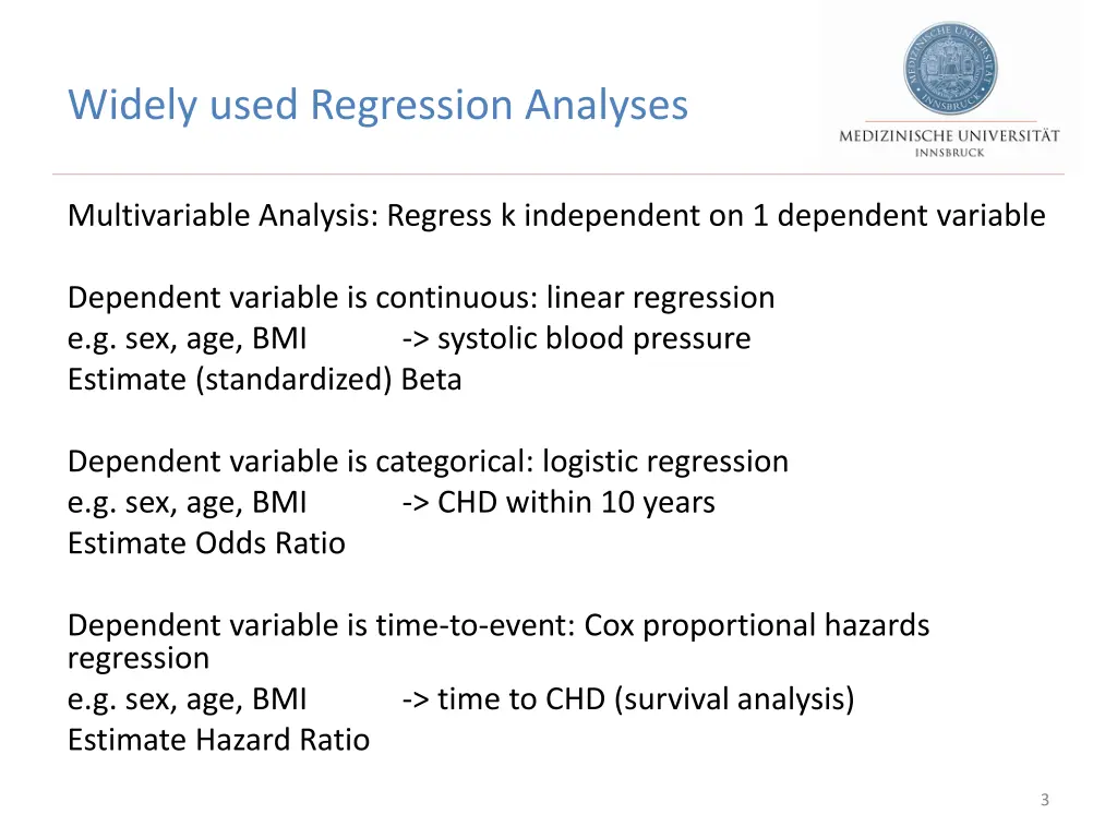 widely used regression analyses