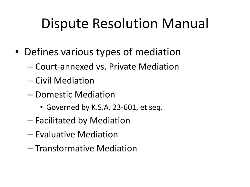 dispute resolution manual