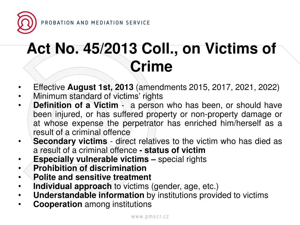 act no 45 2013 coll on victims of crime