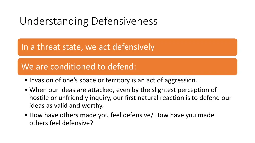 understanding defensiveness