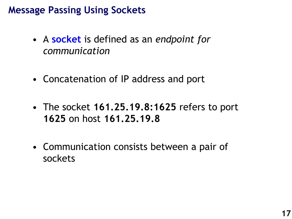 message passing using sockets