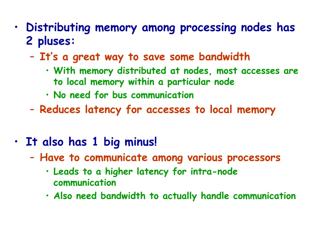 distributing memory among processing nodes